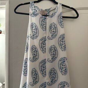 LOFT White and Blue Paisley Women's Top